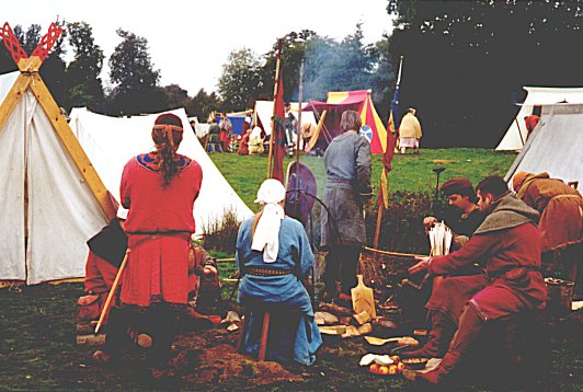 Re-enactors in camp